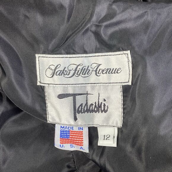 1980s TADASKI *12* Black Velvet Tube Midi Dress Satin Bow Saks Fifth Avenue Vtg - Picture 2 of 12